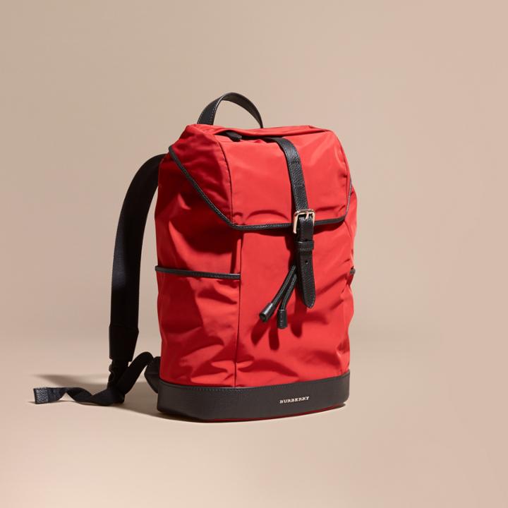 Burberry Burberry Leather Trim Lightweight Backpack, Red
