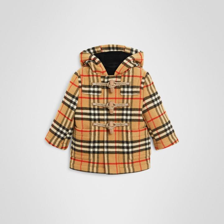 Burberry Burberry Childrens Vintage Check Wool Duffle Coat, Size: 18m