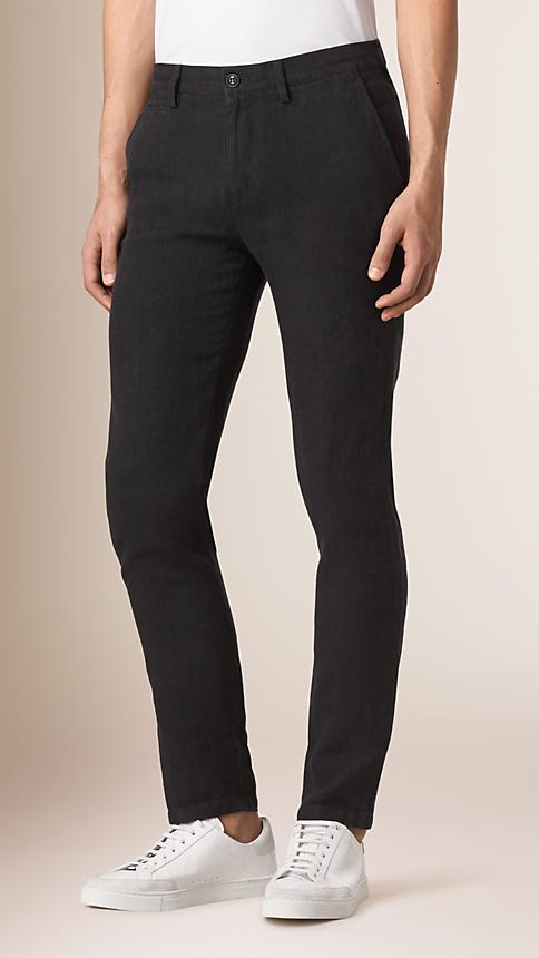 Burberry Brit Slim Fit Linen Trousers