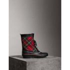 Burberry Burberry Lace-up Tartan Wool And Rubber Rain Boots, Size: 39