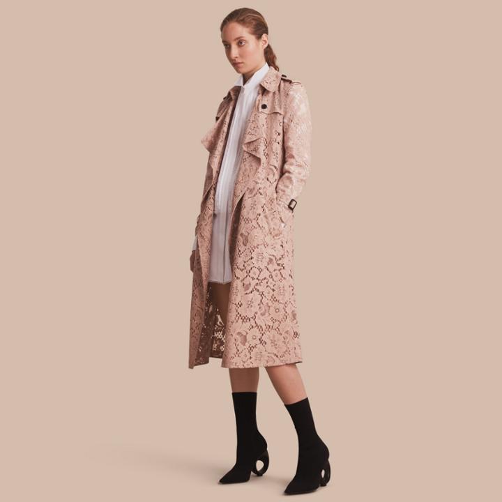 Burberry Burberry Macram Lace Wrap Trench Coat, Size: 04, White