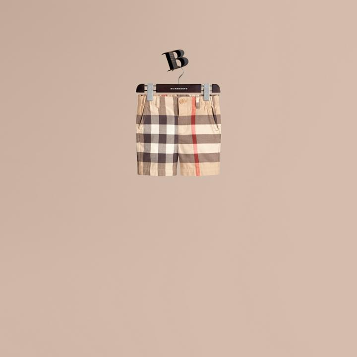 Burberry Burberry Check Cotton Shorts, Size: 2y, Beige