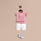 Burberry Burberry Pleat And Check Detail Cotton T-shirt, Size: 3y, Pink