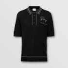 Burberry Burberry Embroidered Logo Knit Silk Polo Shirt, Size: Xxxl