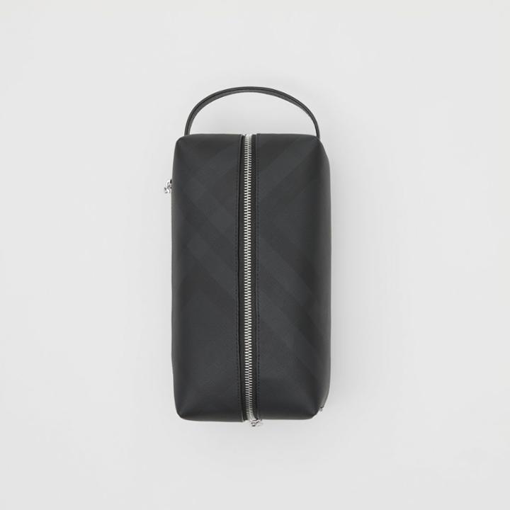 Burberry Burberry London Check And Leather Pouch, Black