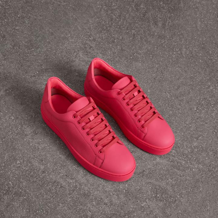Burberry Burberry Perforated Check Leather Trainers, Size: 39