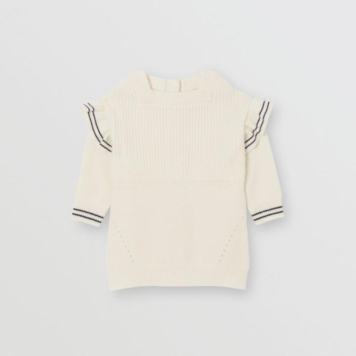 Burberry Burberry Childrens Ruffle Detail Contrast Knit Wool Cashmere Dress, Size: 2y, Ivory