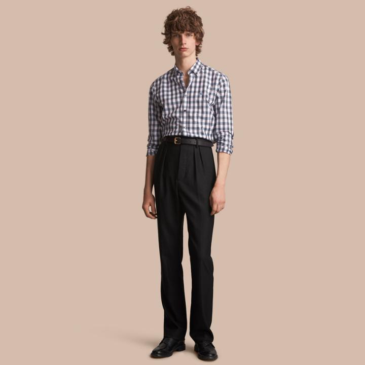 Burberry Burberry Button-down Collar Gingham Cotton Shirt, Blue