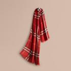 Burberry Burberry Lightweight Check Wool And Silk Scarf, Red