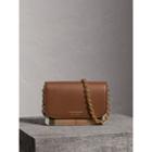 Burberry Burberry Leather And House Check Wallet With Detachable Strap, Brown