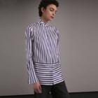 Burberry Burberry Wing Collar Striped Silk Cotton Shirt, Size: 06, Blue