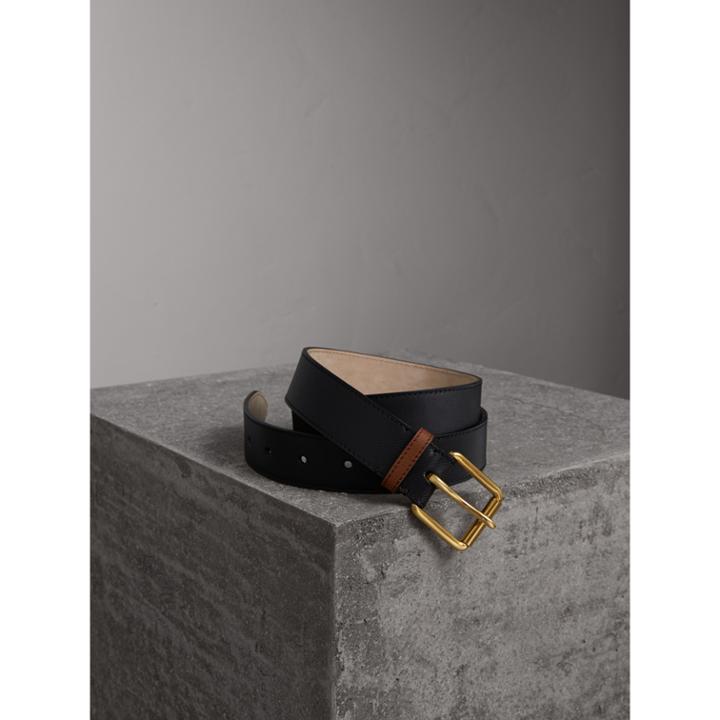 Burberry Burberry Two-tone Trench Leather Belt, Size: 90, Black