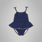 Burberry Burberry Childrens Check Detail Peplum One-piece Swimsuit, Size: 2y, Blue
