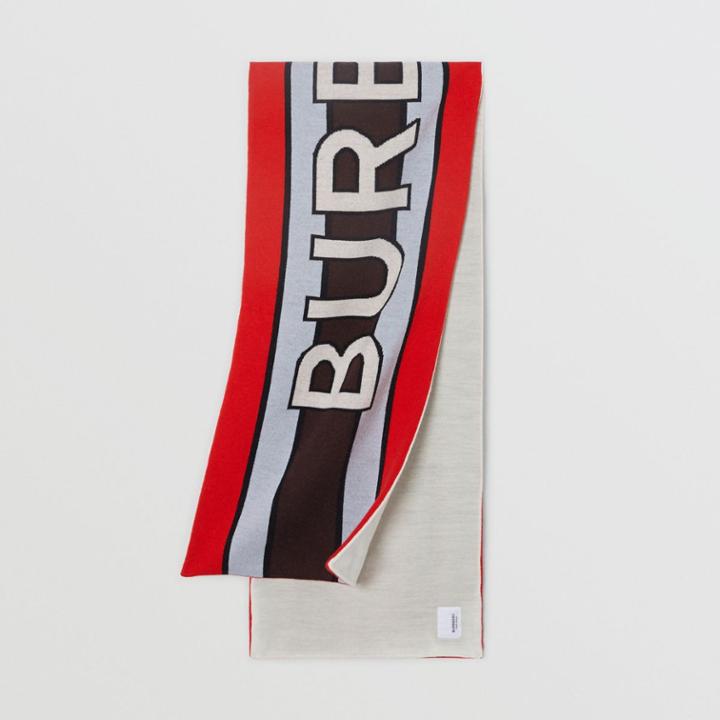 Burberry Burberry Childrens Logo Wool Blend Jacquard Scarf, Size: Os, Red