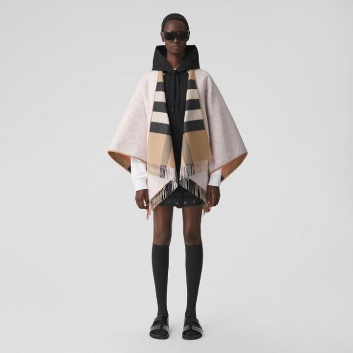 Burberry Burberry Monogram Wool Cashmere Jacquard Cape