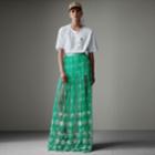Burberry Burberry Floor-length Embroidered Tulle Skirt, Size: 02, Green