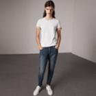 Burberry Burberry Check Cuff Stretch Cotton T-shirt, Size: Xs, White