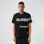 Burberry Burberry Horseferry Print Cotton Oversized T-shirt, Size: L, Black