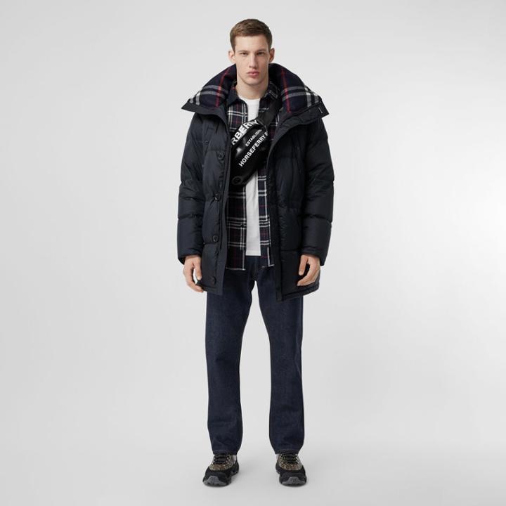 Burberry Burberry Logo Detail Hooded Puffer Coat, Blue