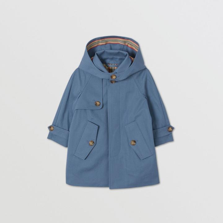 Burberry Burberry Childrens Detachable Hood Cotton Twill Car Coat, Size: 2y, Blue