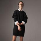 Burberry Burberry Ruffle-sleeve Cotton Sweater Dress, Size: M, Black