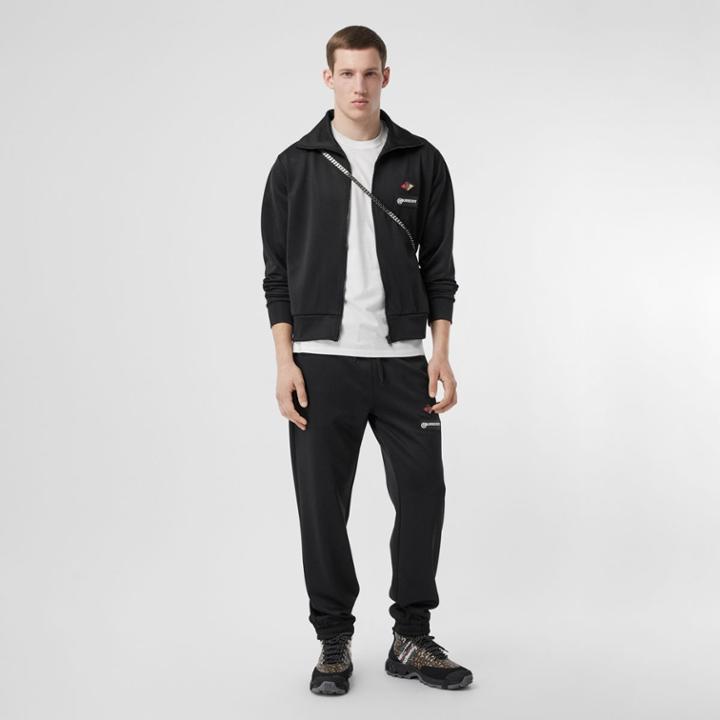 Burberry Burberry Logo Graphic Jersey Funnel Neck Track Top, Black