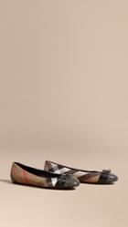 Burberry Stud And Buckle Detail House Check Ballerinas