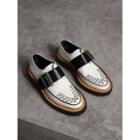 Burberry Burberry Buckle Detail Woven-toe Leather Shoes, Size: 38, White
