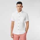 Burberry Burberry Short-sleeve Slim Fit Stretch Cotton Poplin Shirt, White