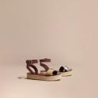 Burberry Burberry Leather And House Check Espadrille Platform Sandals, Size: 37, Purple