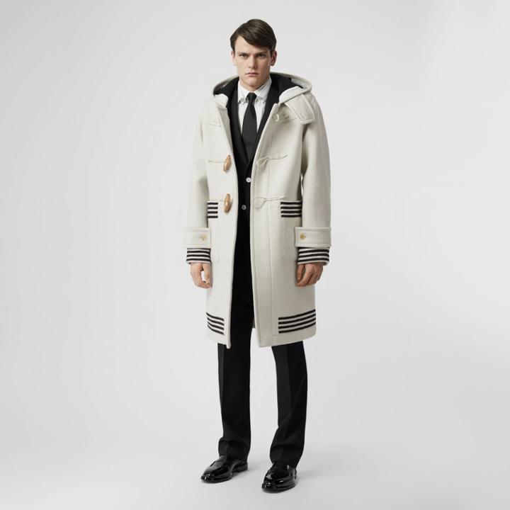 Burberry Burberry Stripe Detail Double-faced Wool Duffle Coat, Size: 52, Yellow