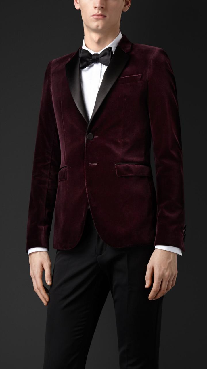 Burberry Burberry Satin Lapel Velvet Tuxedo Jacket, Size: 36, Purple