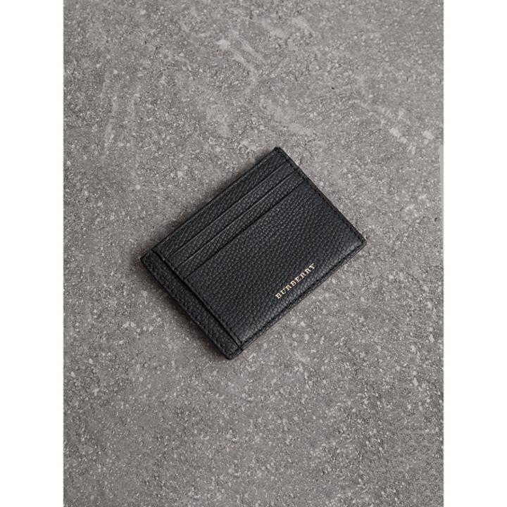 Burberry Burberry House Check And Leather Money Clip Card Case, Black