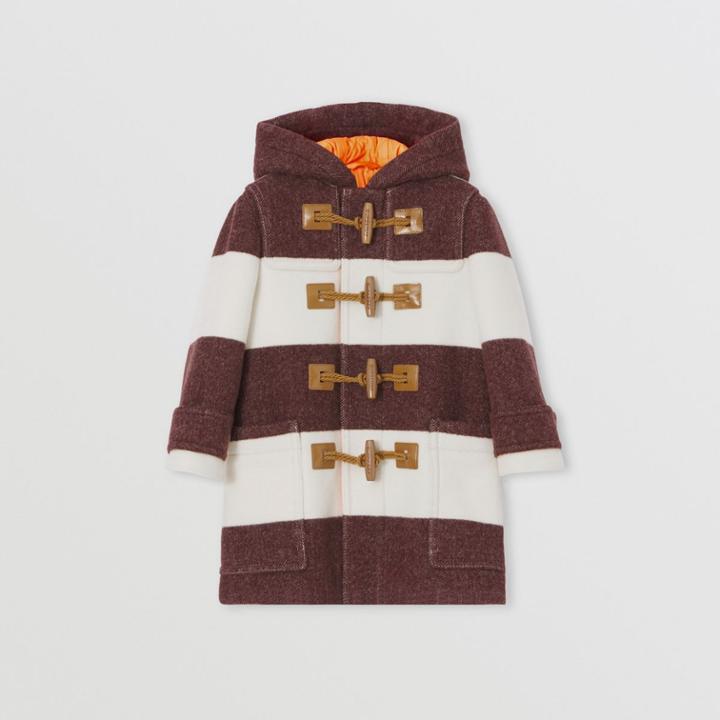 Burberry Burberry Childrens Striped Technical Wool Duffle Coat, Size: 12y