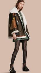 Burberry Shearling Aviator With Snakeskin Panels