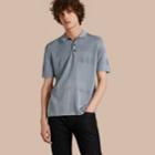 Burberry Burberry Check Jacquard Piqu Silk Cotton Polo Shirt, Size: Xxxl, Blue