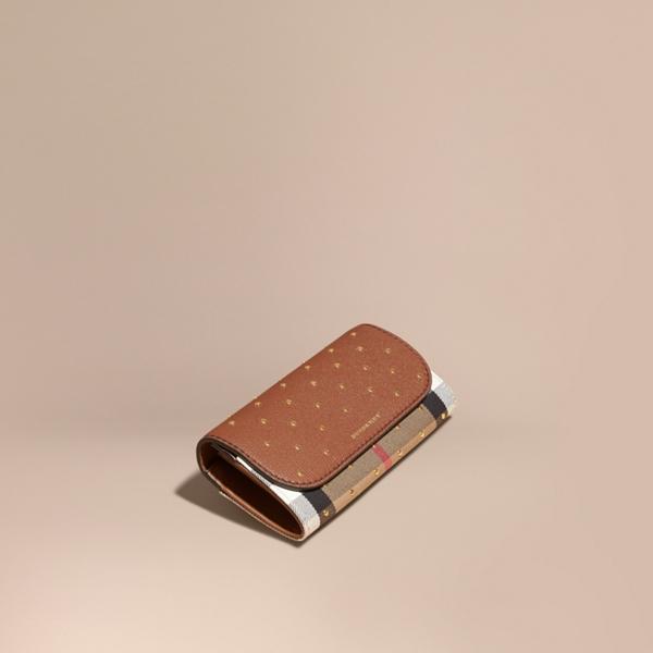 Burberry Riveted Leather And House Check Continental Wallet