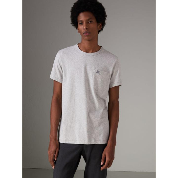 Burberry Burberry Pocket Detail Cotton Jersey T-shirt, Size: Xl, Grey