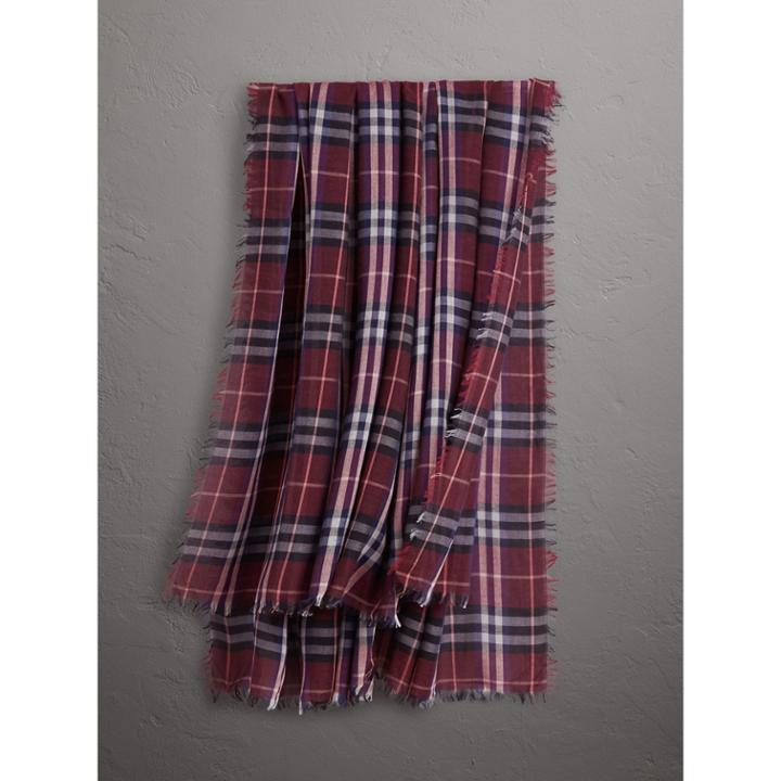 Burberry Burberry Check Modal And Wool Square Scarf, Red