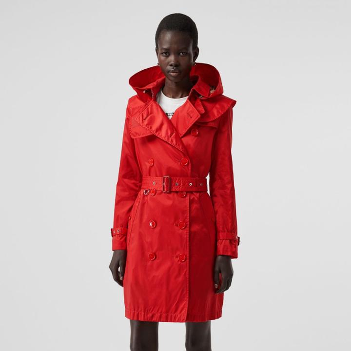 Burberry Burberry Detachable Hood Econyl Trench Coat, Size: 10, Red