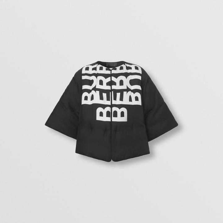 Burberry Burberry Logo Print Silk Twill Cape, Size: Os