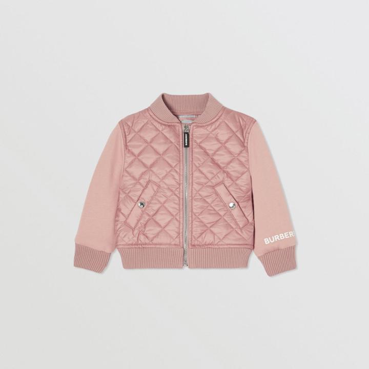 Burberry Burberry Childrens Contrast Sleeve Diamond Quilted Bomber Jacket, Size: 2y, Lavender Pink