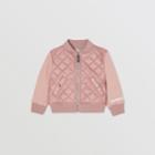 Burberry Burberry Childrens Contrast Sleeve Diamond Quilted Bomber Jacket, Size: 2y, Lavender Pink