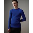 Burberry Burberry Rib Knit Silk Fitted Sweater, Blue