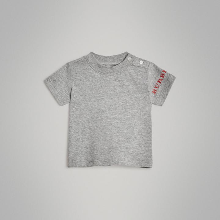 Burberry Burberry Childrens Logo Print Cotton T-shirt, Size: 12m, Grey