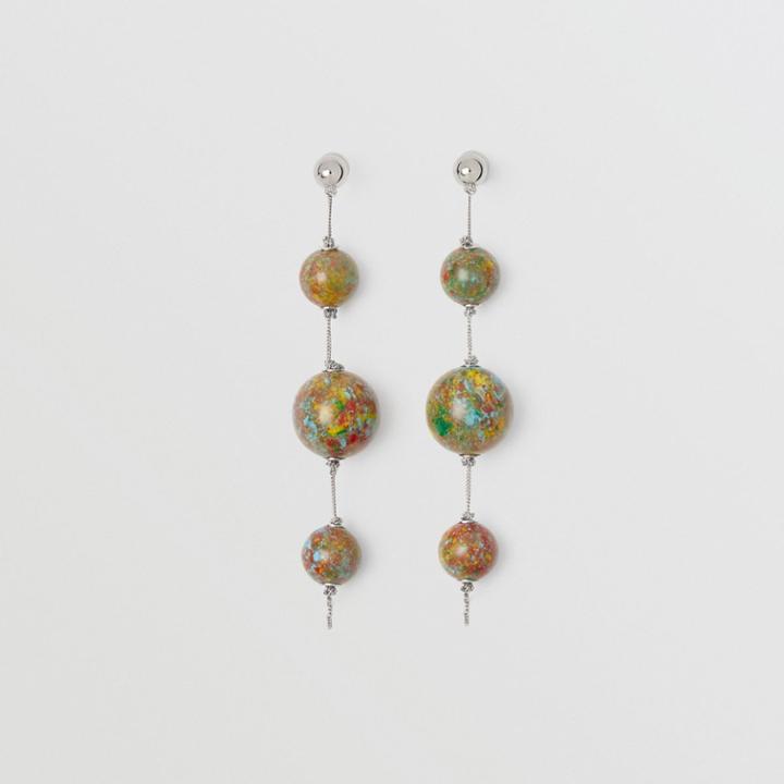 Burberry Burberry Marbled Resin Palladium-plated Drop Earrings, Palladio/confetti