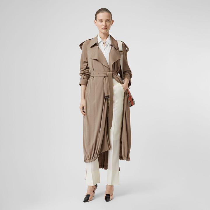 Burberry Burberry Jersey Wrap Coat, Size: 00, Beige
