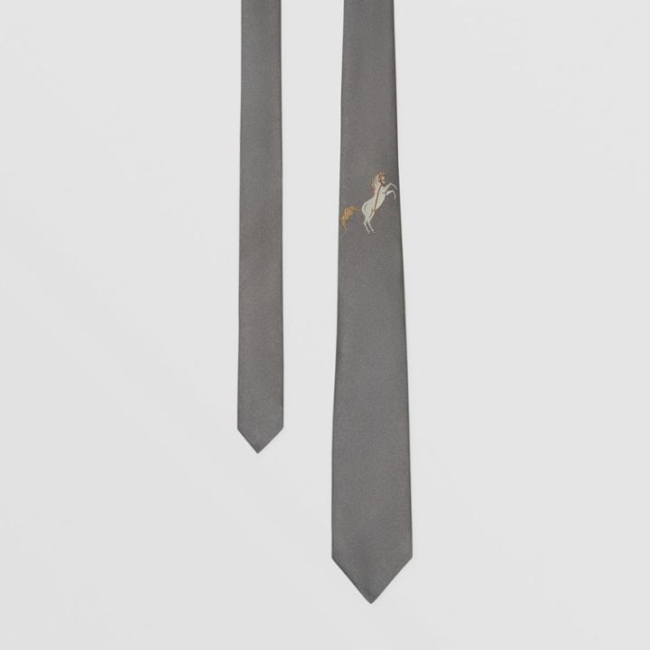 Burberry Burberry Classic Cut Embroidered Unicorn Silk Tie, Grey