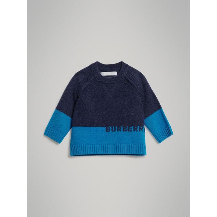 Burberry Burberry Logo Intarsia Cashmere Sweater, Size: 2y