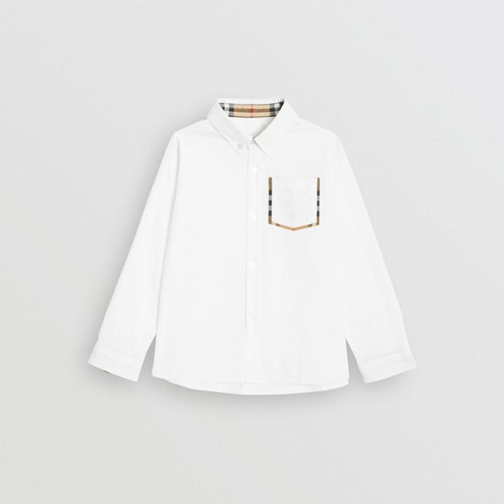 Burberry Burberry Childrens Check Detail Cotton Oxford Shirt, Size: 12y, White